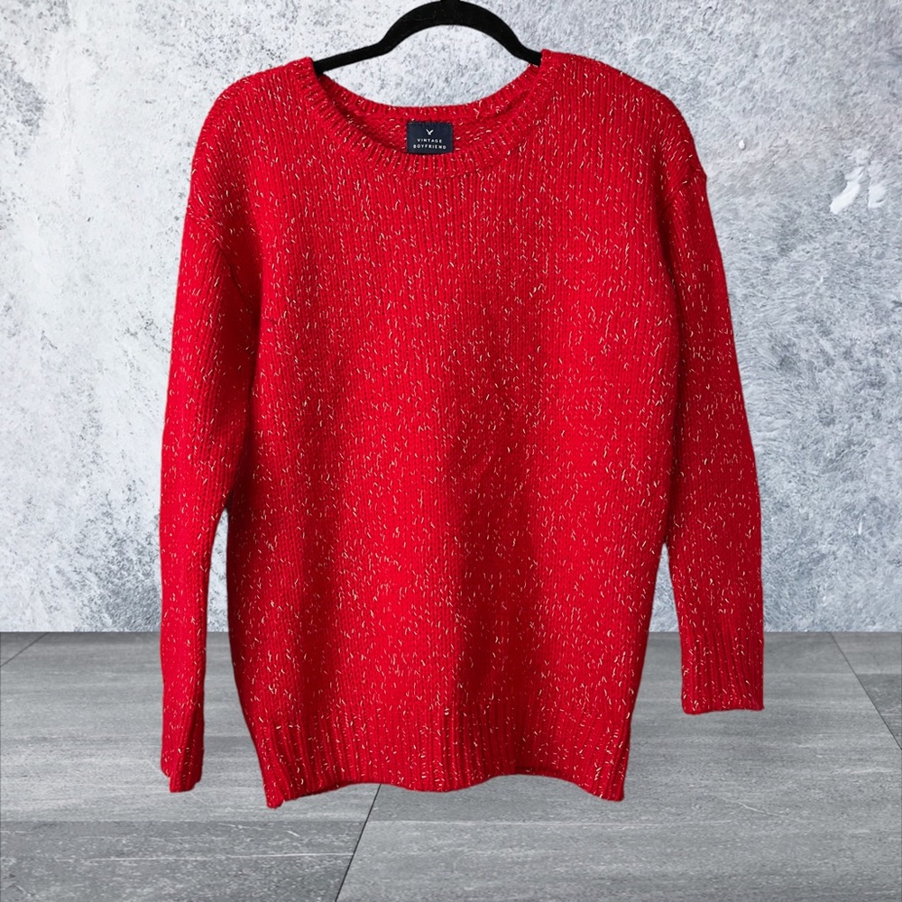 American Eagle women's vintage boyfriend red sweater EUC